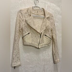 Cotton Candy Ivory Lace Blazer with Zipper Accents ✨⚡️💫